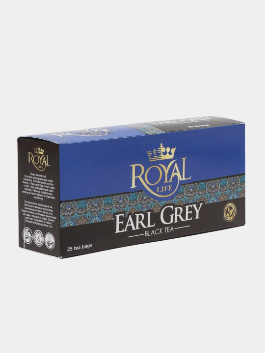 Чай черный Royal Life Earl grey, 25 пакетиков, 150 г - 