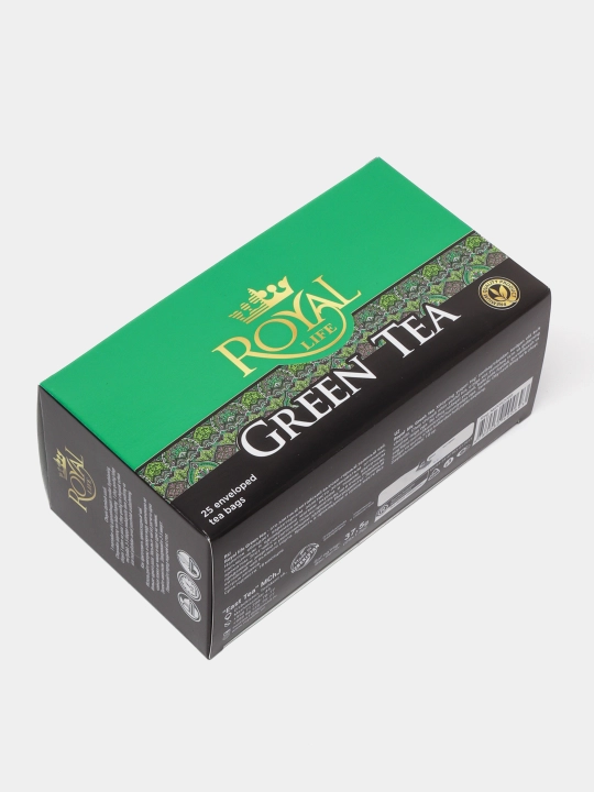 Ko'k choy Royal Life Green, 25 paketchalarda