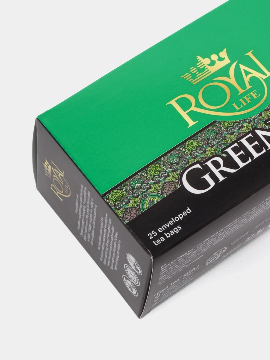 Ko'k choy Royal Life Green, 25 paketchalarda