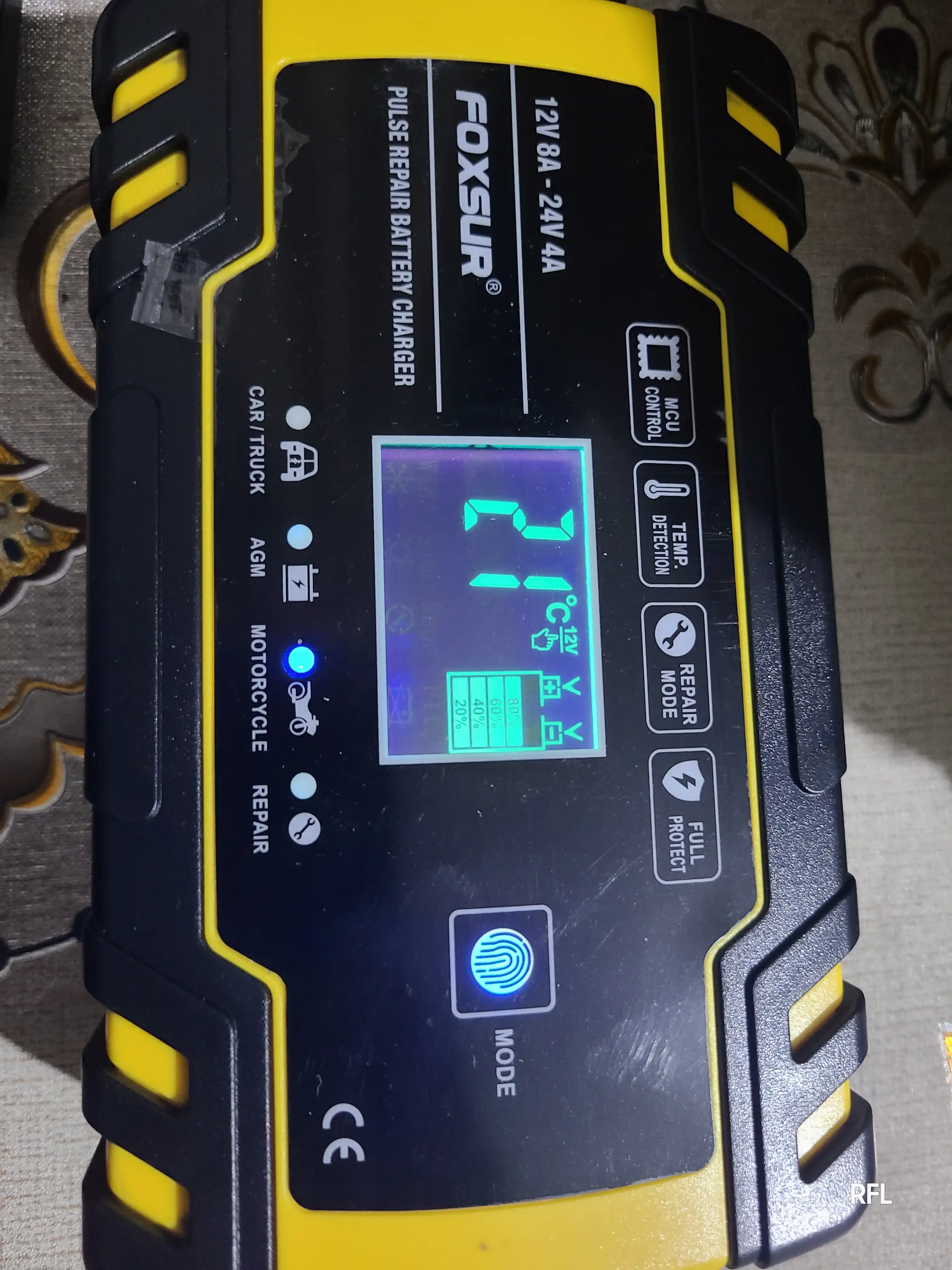 FOXSUR 12V 8A / 24V 4A akkumulyator zaryad qurilmasi, avtomatik, AGM GEL