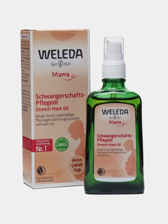 Weleda, Mama, массажное масло от растяжек, экстракты миндаля, 100 мл - 