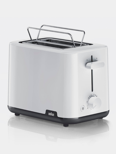 Braun Breakfast 1 HT1010WH toster, 900 Vt, 2 tost, 8 daraja, isitish va muzdan tushirish
