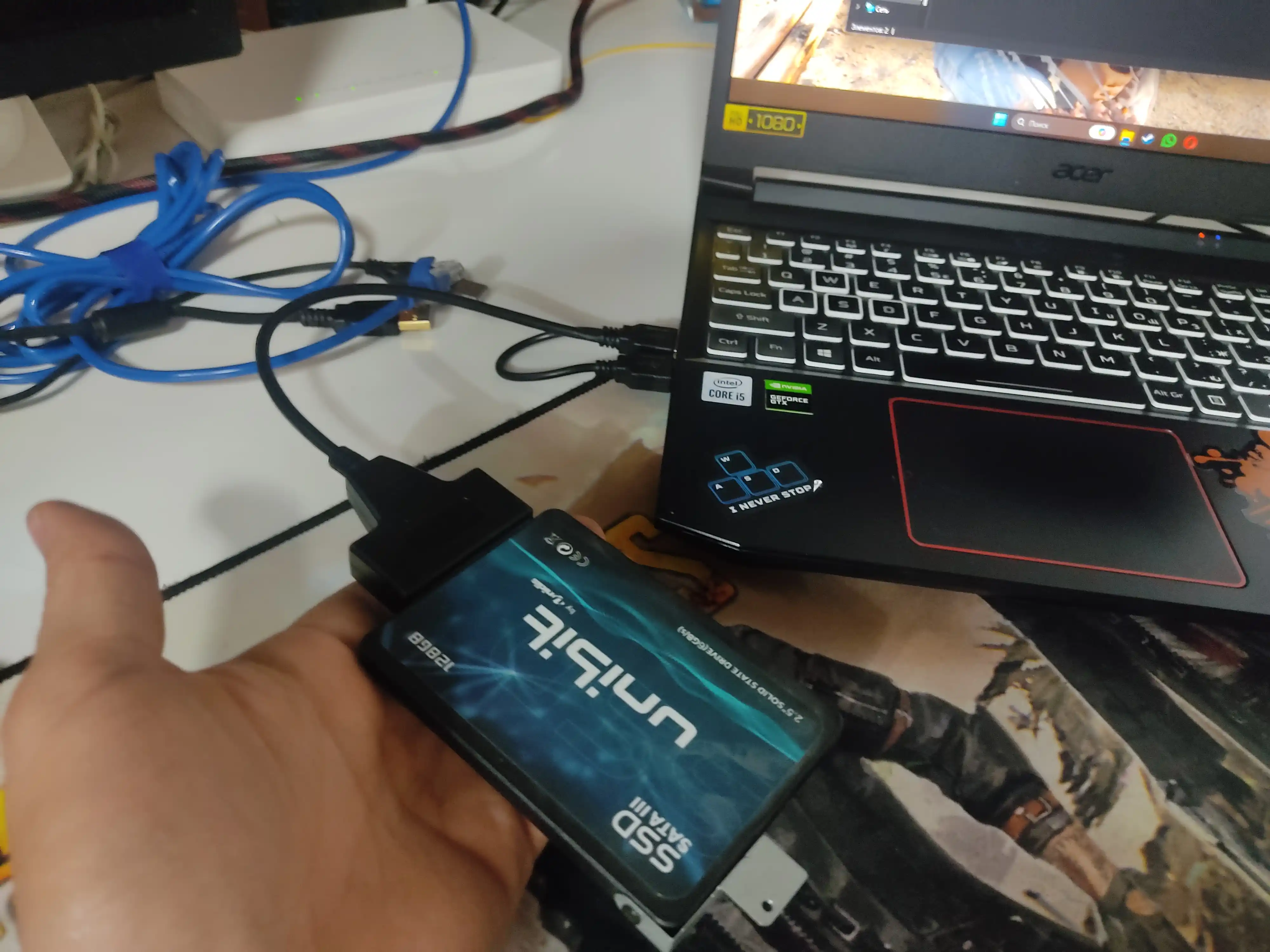 Adapter kabeli HDD SATA USB 3.0 uchun 3.0 yordamchi quvvatga ega, ikkita USB