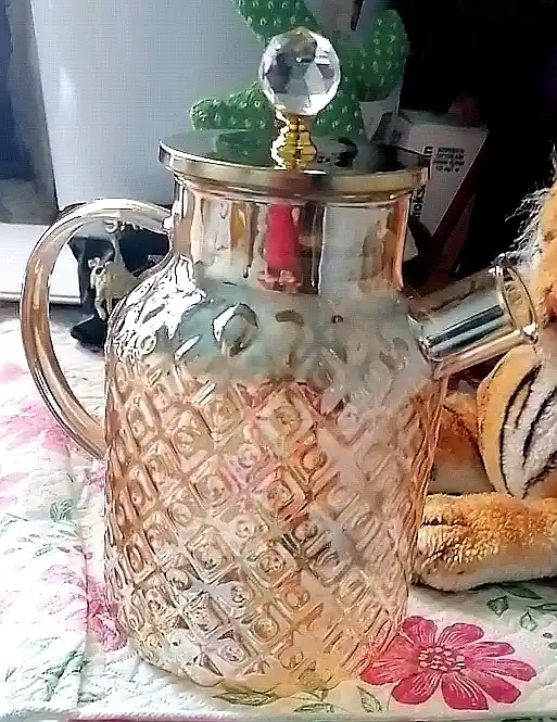 Чайник из термостойкого стекла, жаропрочный с бамбуковой крышкой, 1, 1.5, 1.8, л