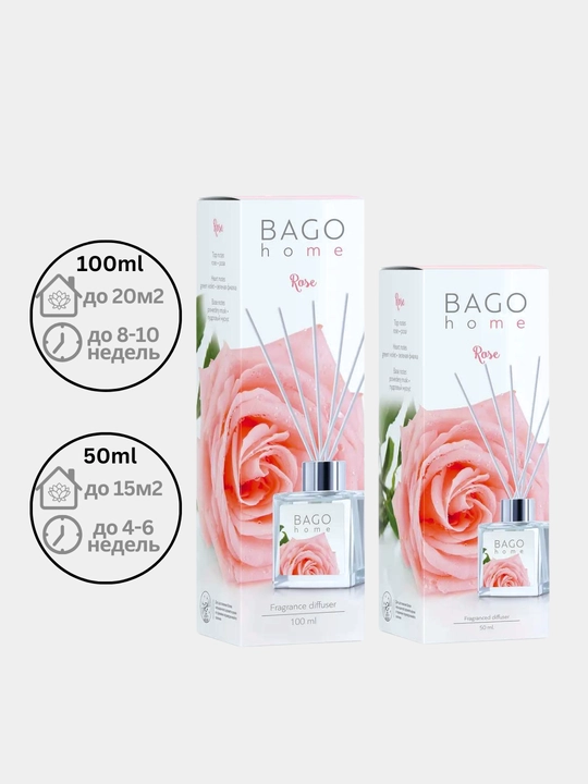 Tabiiy xushbo'y diffuzor BAGO home, 50 ml, 100 ml