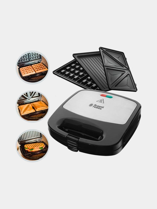 Мультипекарь Russell Hobbs 3-в-1 сэндвичница, вафельница,  Fiesta с углубленными панелями