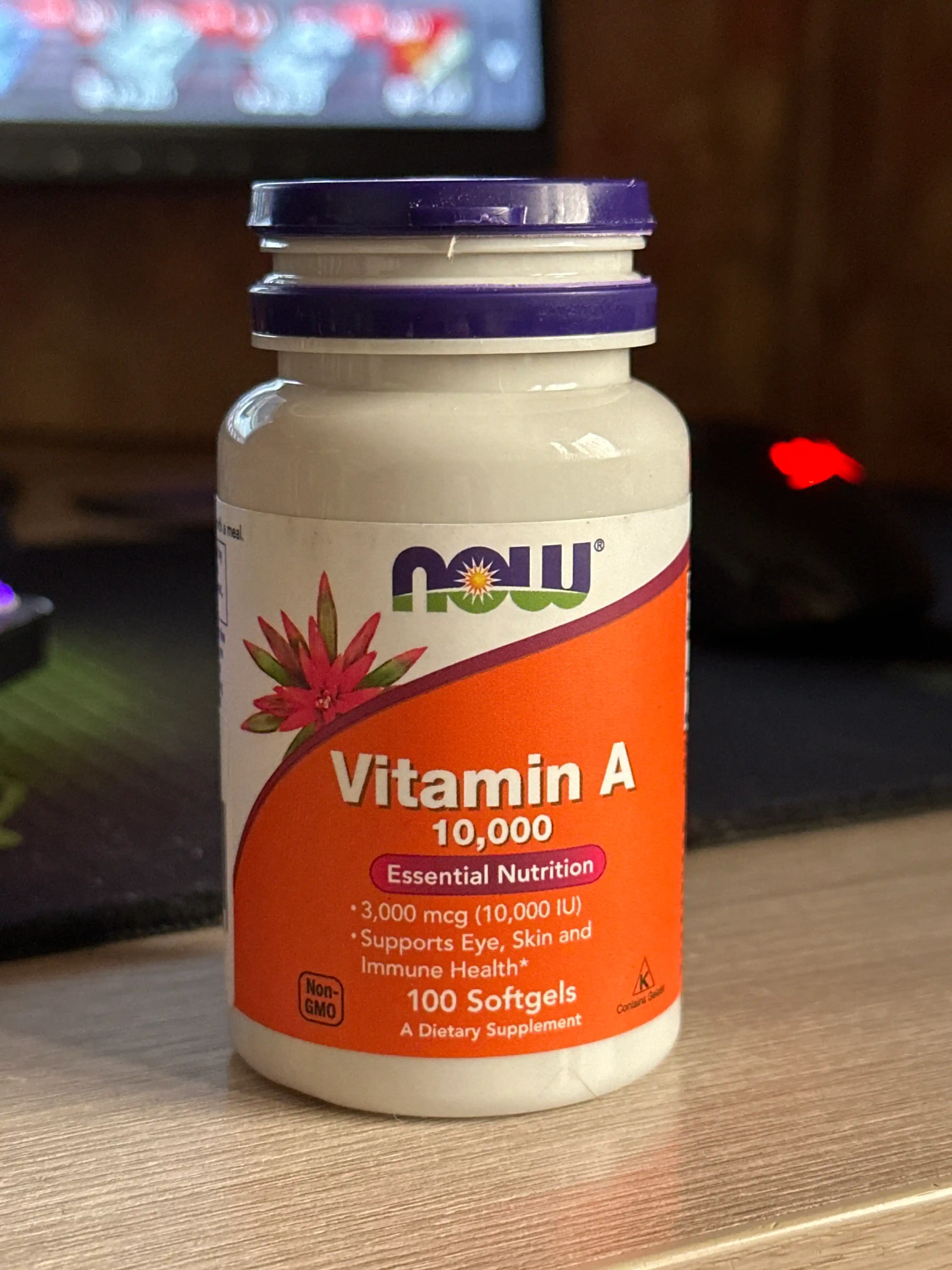 NOW Foods, A vitamini, 10000 IU, 100 yumshoq tabletka