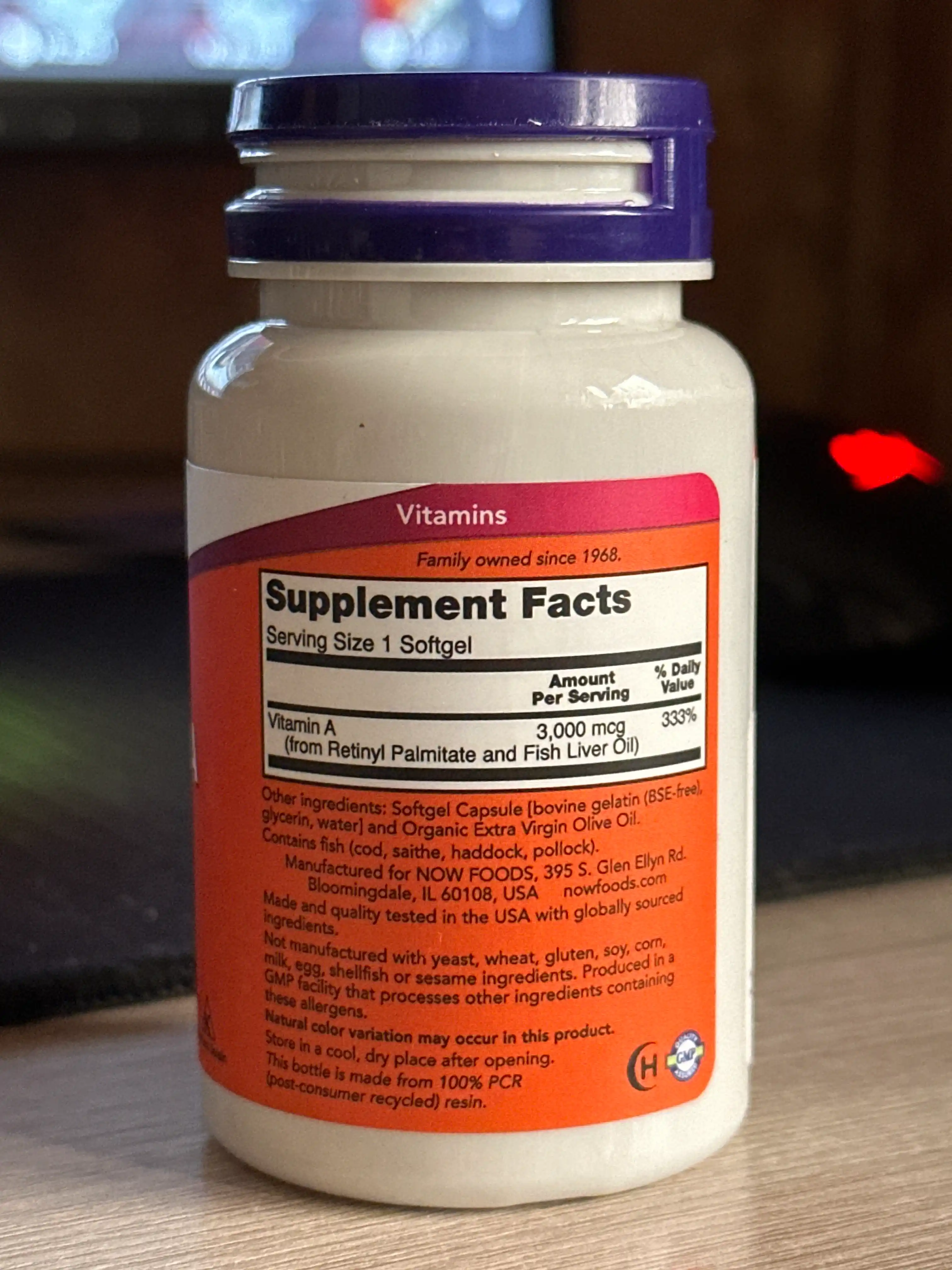 NOW Foods, A vitamini, 10000 IU, 100 yumshoq tabletka