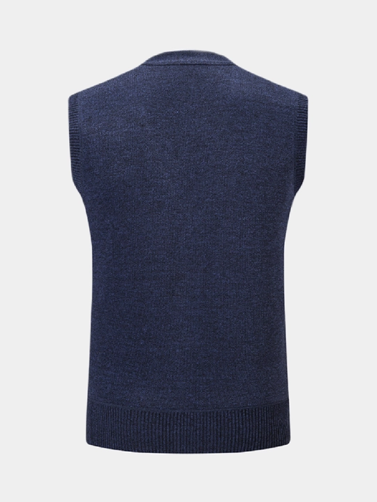 Erkaklar uchun trikotaj jilet tugmali, cho‘ntakli klassik yelek bahor kuz qish XL-5XL