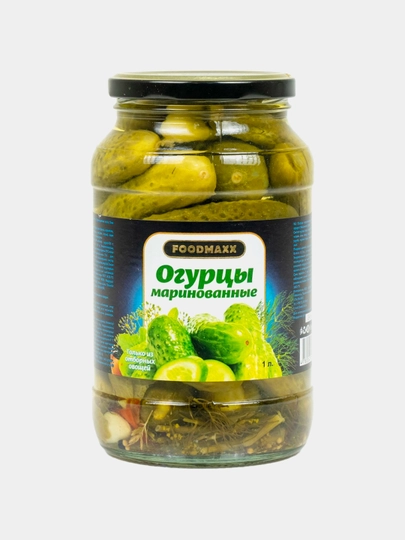 Огурцы (6-9см), маринованные, стеклобанки по 1 л — FOODMAX-P0C221C