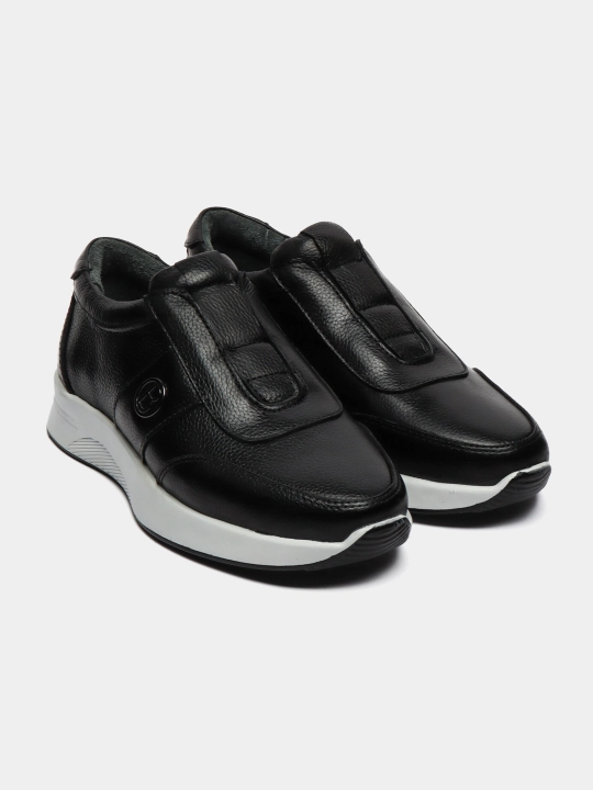 Мужские кожаные слипоны Premium Black, стильные подростковые слипоны, натуральная кожа - 