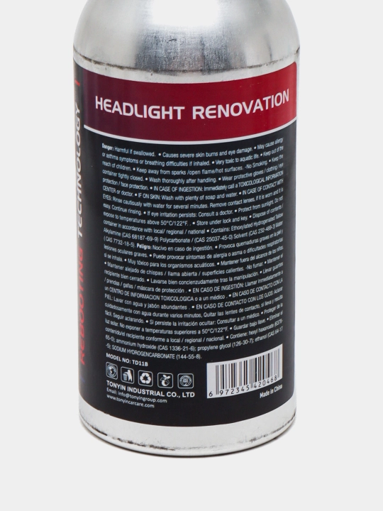 Жидкость для регенерации пластиковых фар TONYIN HEADLIGHT RENOVATION LIQUID, 600 мл