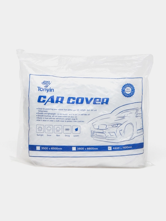 Чехол для кузова из прочного целлофана XL-XXXL защитный TONYIN CAR COVER, 4800 мм-7500 мм
