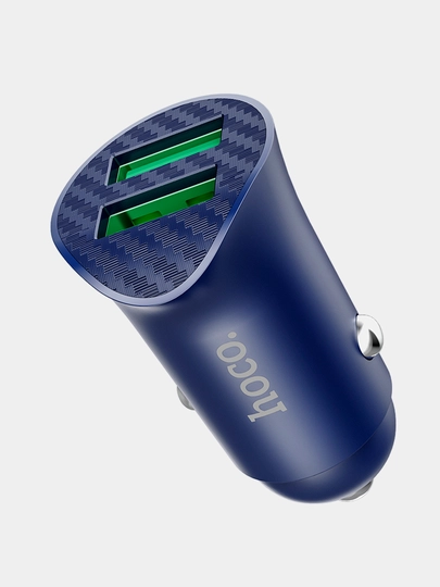 Автомобильное зарядное устройство, Hoco Z39 18W, Farsighted QC3.0 с двумя портами — SPPHONE-PRHZ39-СИНИЙ
