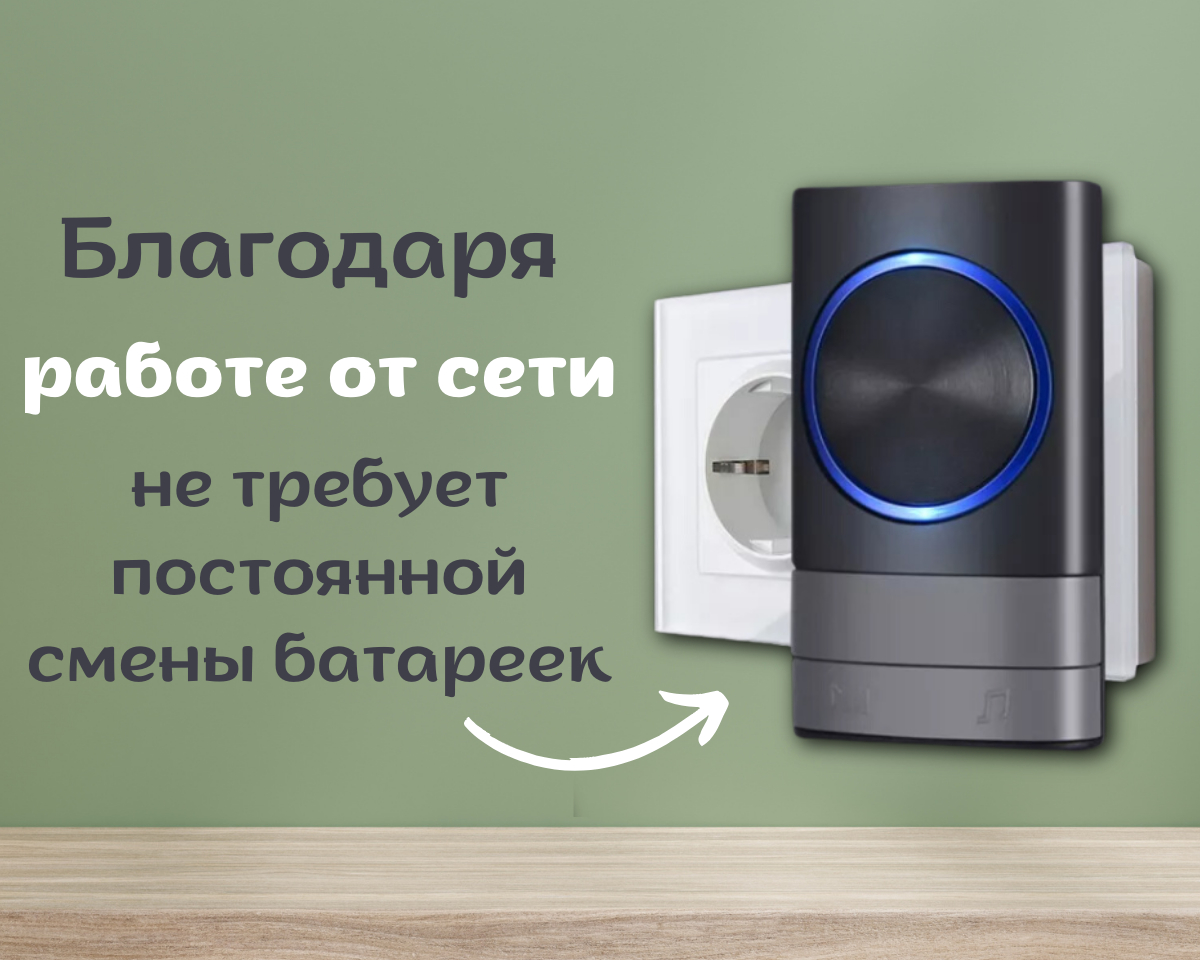 Беспроводной звонок двери в розетку, радио антенна 500м, декор для дома без  кабелей купить по низким ценам в интернет-магазине Uzum (871128)