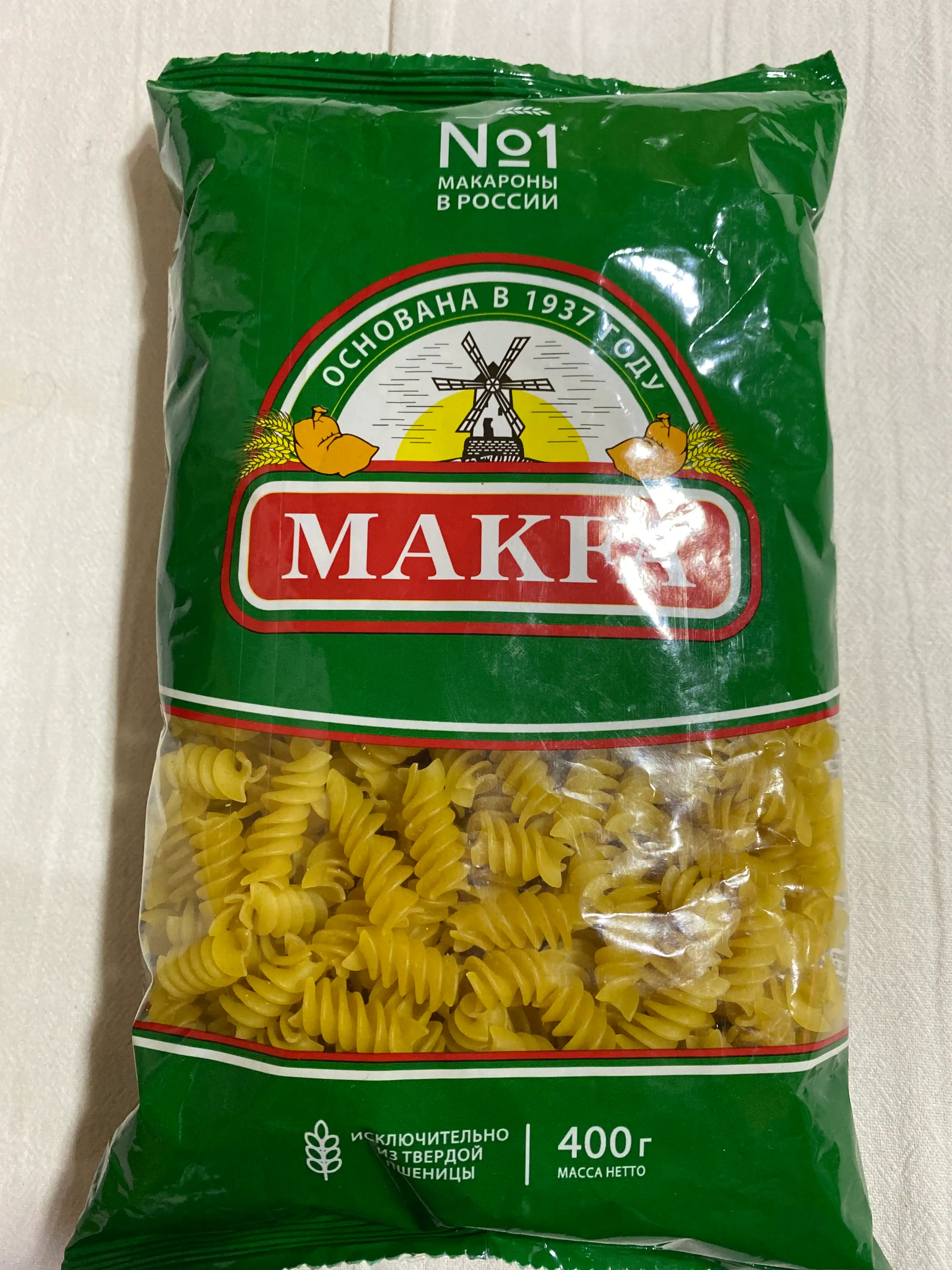 Makaron mahsuloti Makfa, spirallar, 400 g