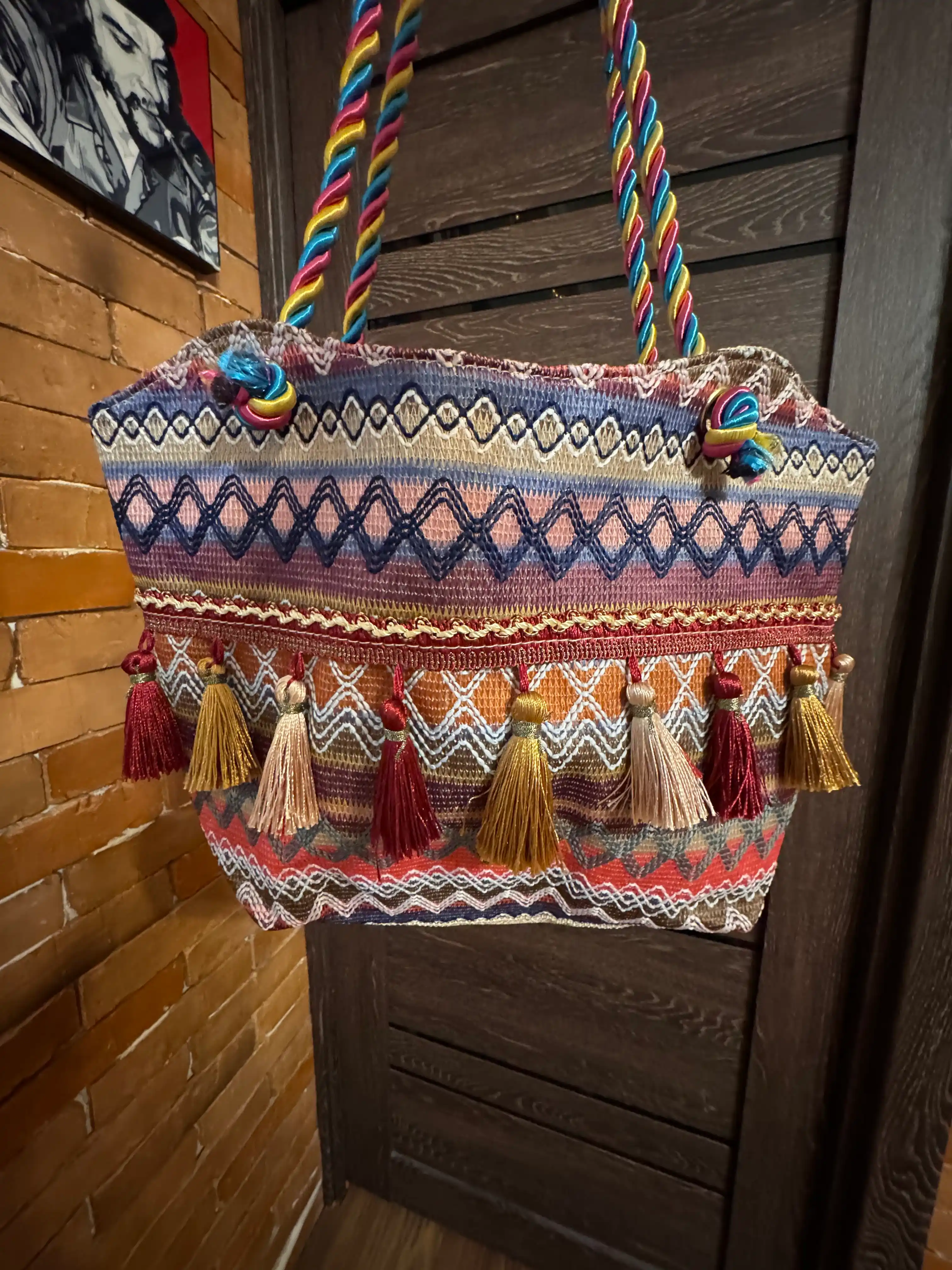 Ayollar uchun sumka-shopper, boho uslubida, har kunli, yelka ustida