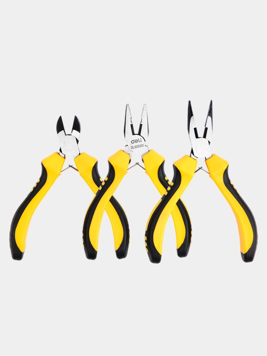 Набор Deli EDL103201-3, плоскогубцы 5"+длиногубцы 5"+кусачки 5"