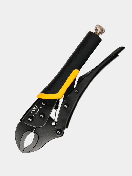 Плоскогубцы изогнутые с фиксацией Deli DL109110H, черные