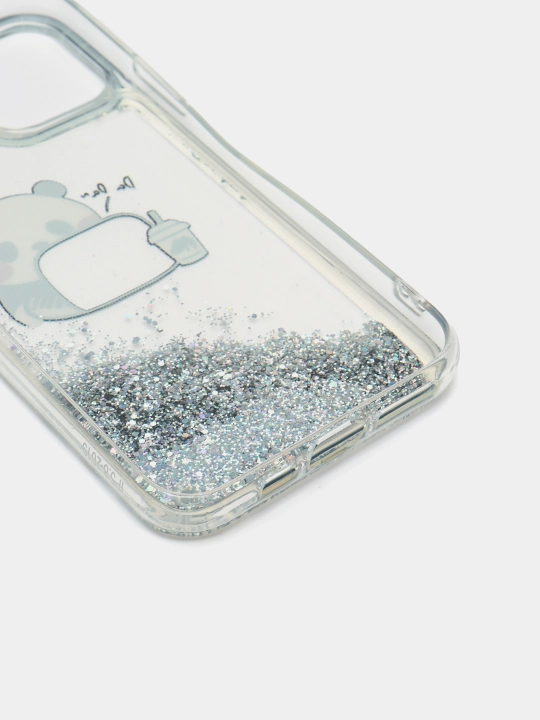 IPhone 11, 12, 13, Pro, Pro Max uchun suyuq yaltiroq shaffof g‘ilof, stressga qarshi