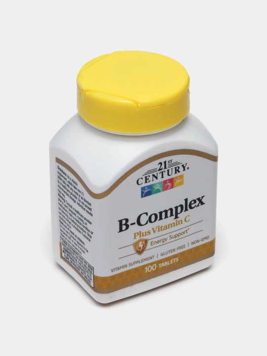 Vitamin "B" guruhi kompleksi 21st Century, vitamin "C" bilan, 100 ta tabletka