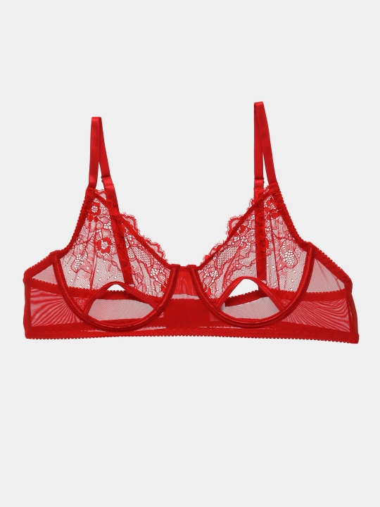Ayollar ichki kiyim to'plami dantelli: suyakli byustgalter va slip trusik, S–XL, 3 xil rangda