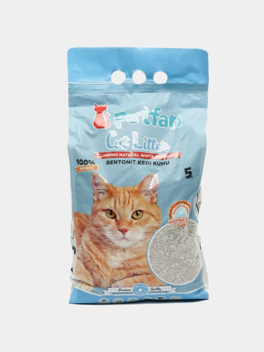 Наполнитель для кошачьего туалета, PETFAN, натуральный белый бентонит, 5 л