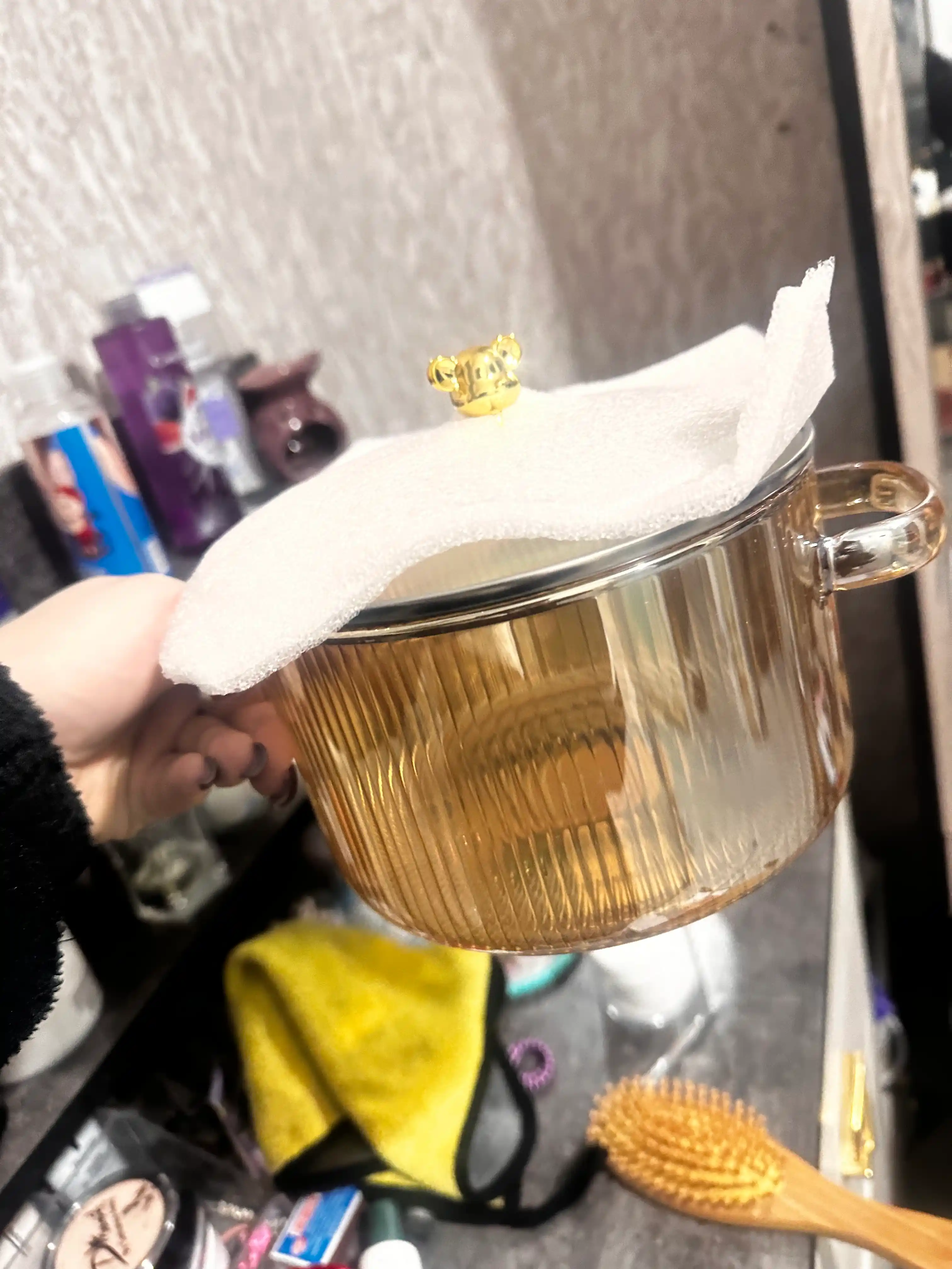 Qopqoqli shisha kastryulya, issiqqa chidamli, 1.6 litr
