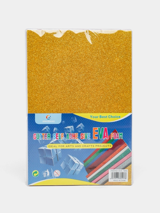 Yaltiroq, zarli rangli qog'oz Purpurina eva, 20 * 30 sm, A4, 10 dona