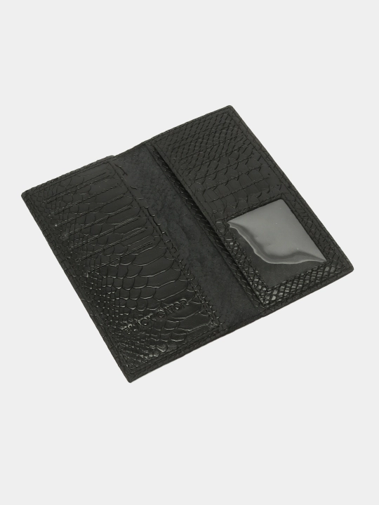 Erkaklar portmonesi Black Gator, tabiiy charmdan, klassic 