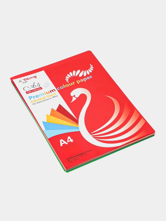Ofis, maktab, bolalar bog'chasi va uy uchun rangli qog'oz, A4 formatda, 100 varaqli paketda