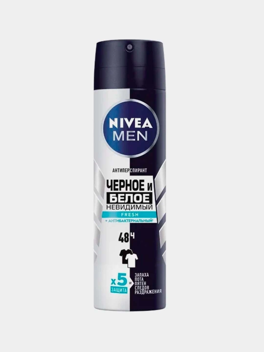 Nivea Men Fresh antiperspirant qora va oq uchun ko'rinmas, 150 ml - 