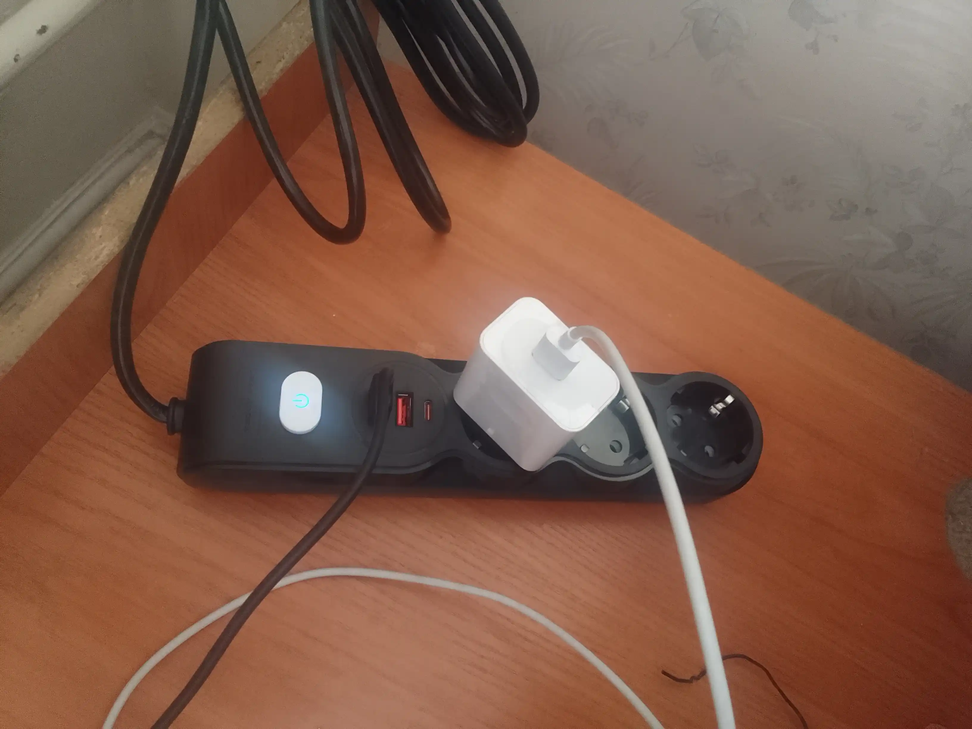 Удлинитель электрический 5 м, сетевой фильтр, 3 розетки, 2 USB порта, Type-C, тройник