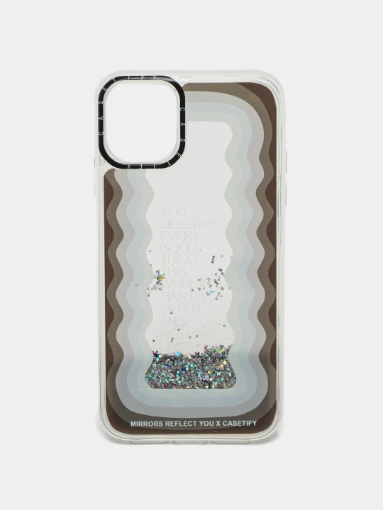 IPhone 11, 12, 13, Pro, Pro Max uchun suyuq yaltiroq shaffof g‘ilof, stressga qarshi