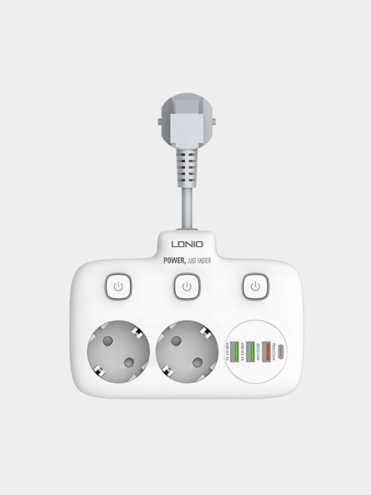 Tarmoq filtr Ldnio SE2435 2500W 3 USB + 1 Type-C - 