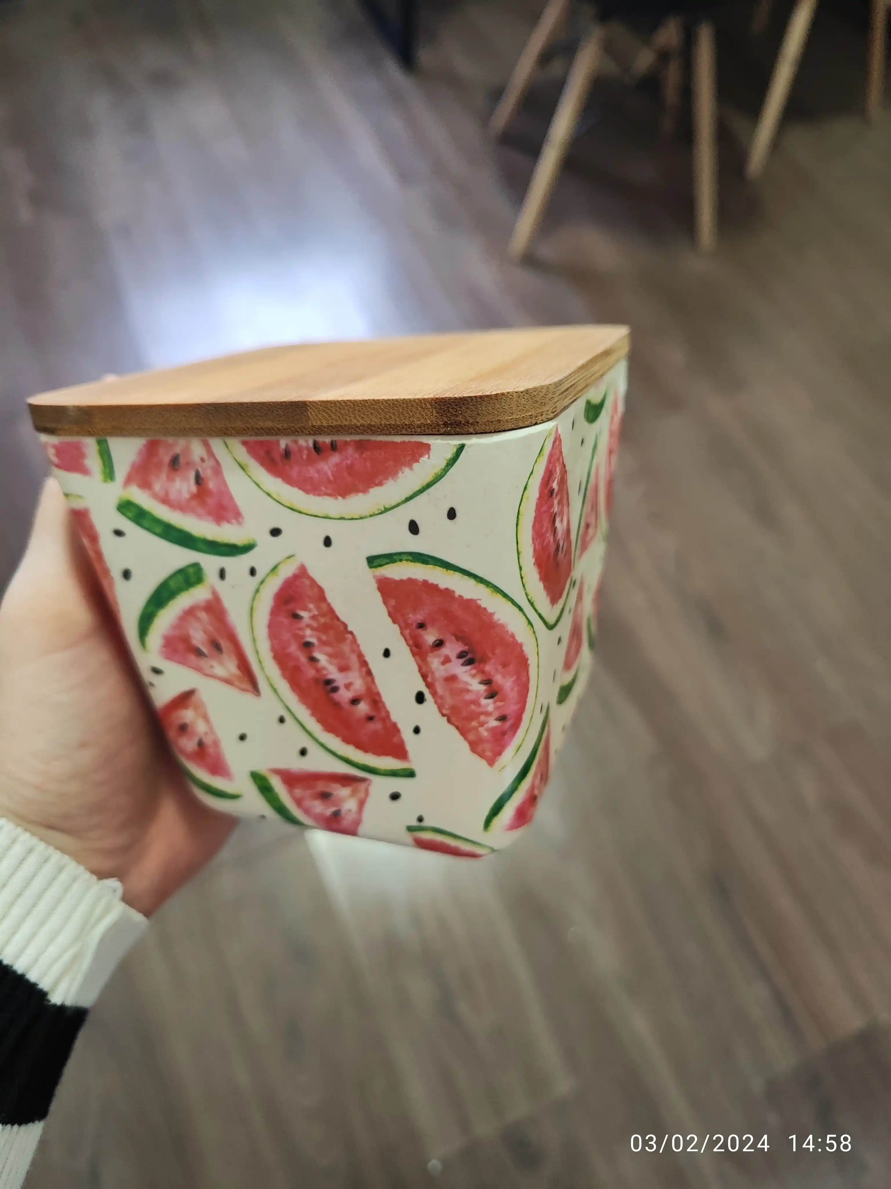 Konteyner idish bambukdan tayyorlangan, don mahsulotlar uchun, 450 ml