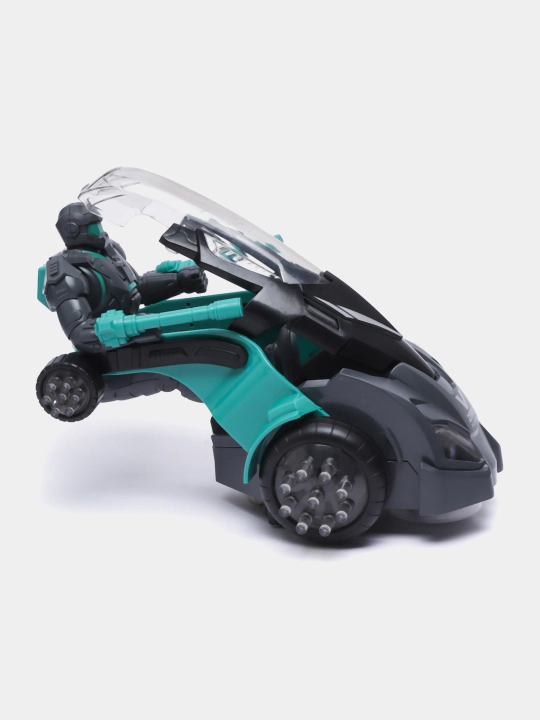Politsiya mototsikli transformer, chiroq va ovozli robot o'yinchoq, bolalar uchun, 16×8 sm