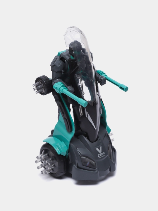 Politsiya mototsikli transformer, chiroq va ovozli robot o'yinchoq, bolalar uchun, 16×8 sm
