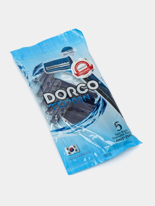 Бритва одноразовая DORCO TD 708, в мягкой упаковке, 5 шт - 
