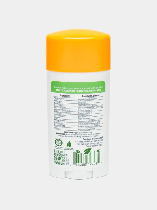 Arm & Hammer, Essentials дезодорант с натуральными компонентами, розмарин и лаванда, 71 г