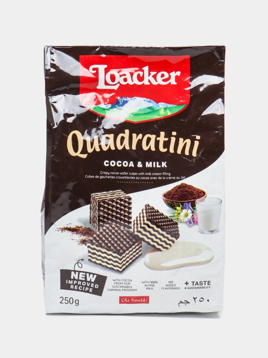 Vafli Loacker Quadratini Cocoa & milk, 250 g - 