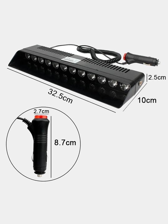 Avtomobil migalka oldi oynasiga, qizil ko'k bilan 12 LED