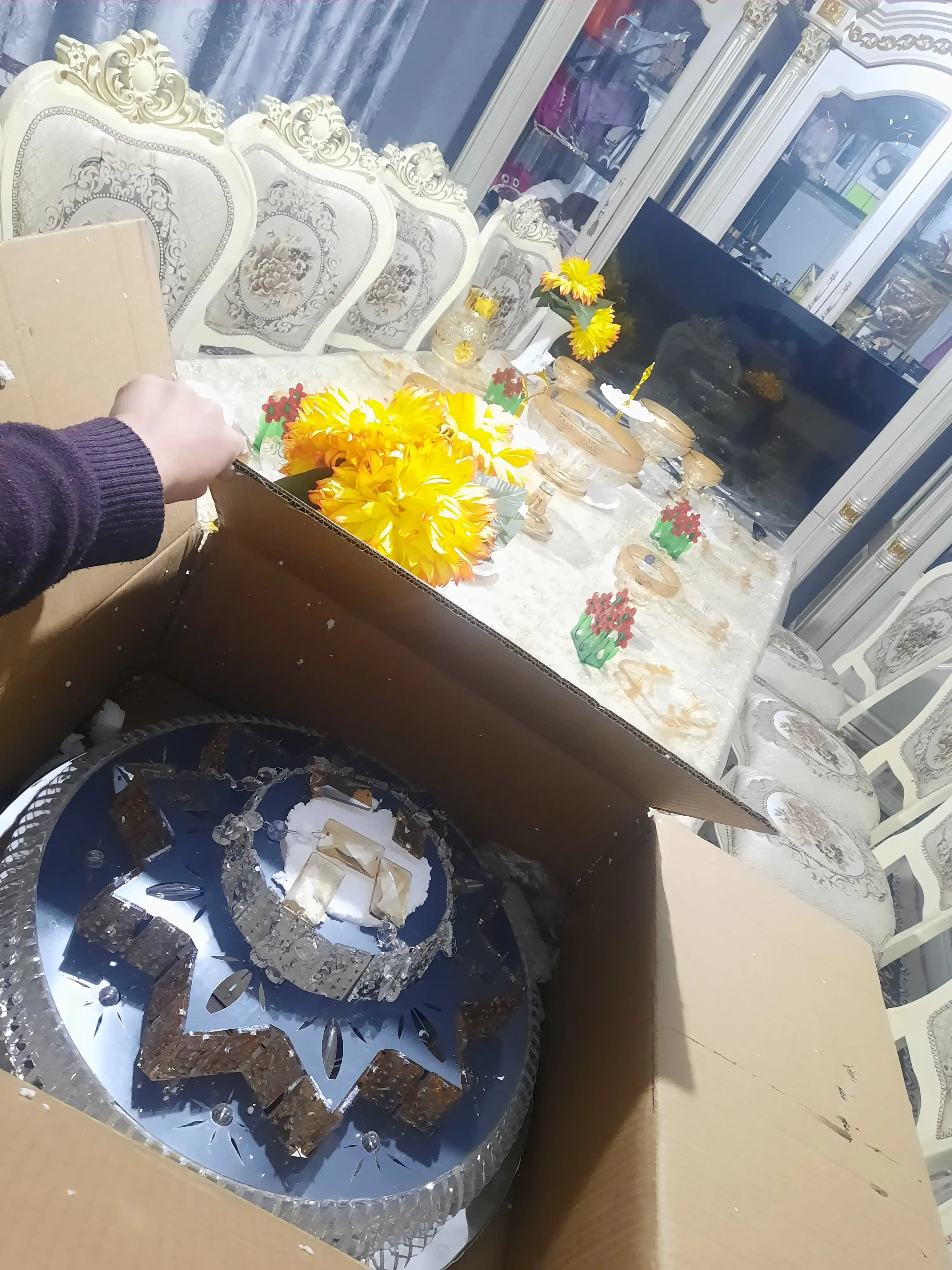 Люстра светодиодная, музыкальная, хрустальная, с 2 пультами управления, для зала и спальни