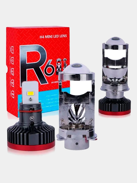R6 LED Linza H4 5500k 12V - 24V avtomobil faralari uchun - 