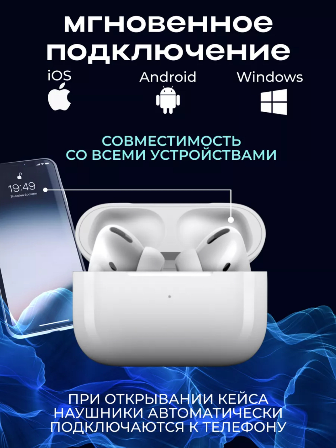 Беспроводные наушники Pods Pro, сенсорные, Вluetooth с беспроводной  зарядкой + чехол купить по низким ценам в интернет-магазине Uzum (949066)