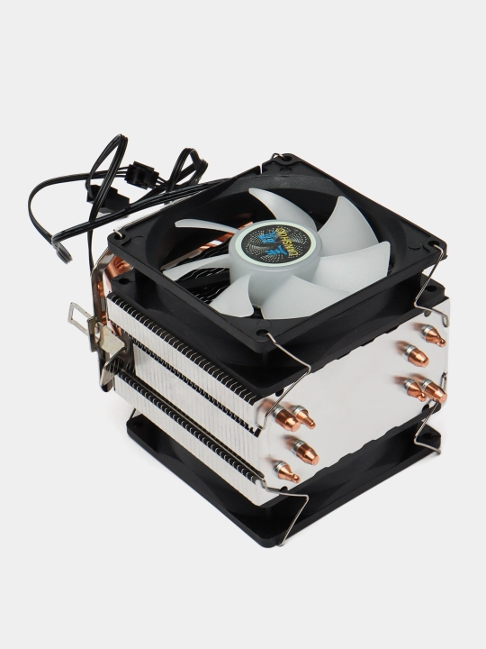 RGB yoritgichli protsessor kuleri, Intel Amd protsessor uchun, 4 trubkali, 2 ventilyator - 