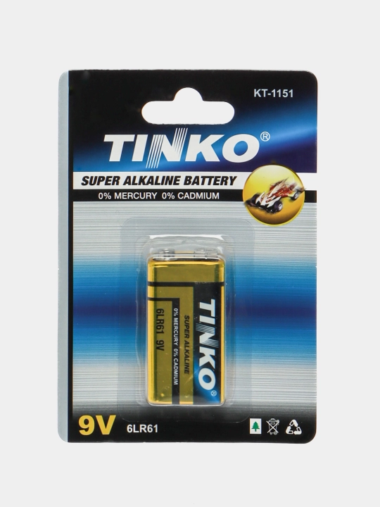 Silindrsimon batareyalar, marksi Tinko 6LR61 (Krona 9v, 1 dona)