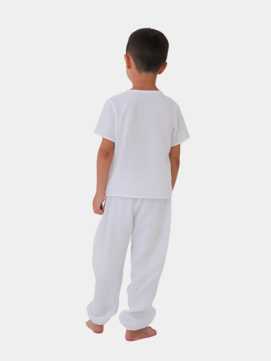 O'g'il va qizlar uchun muslin pijama to'plami