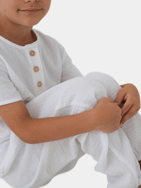 O'g'il va qizlar uchun muslin pijama to'plami