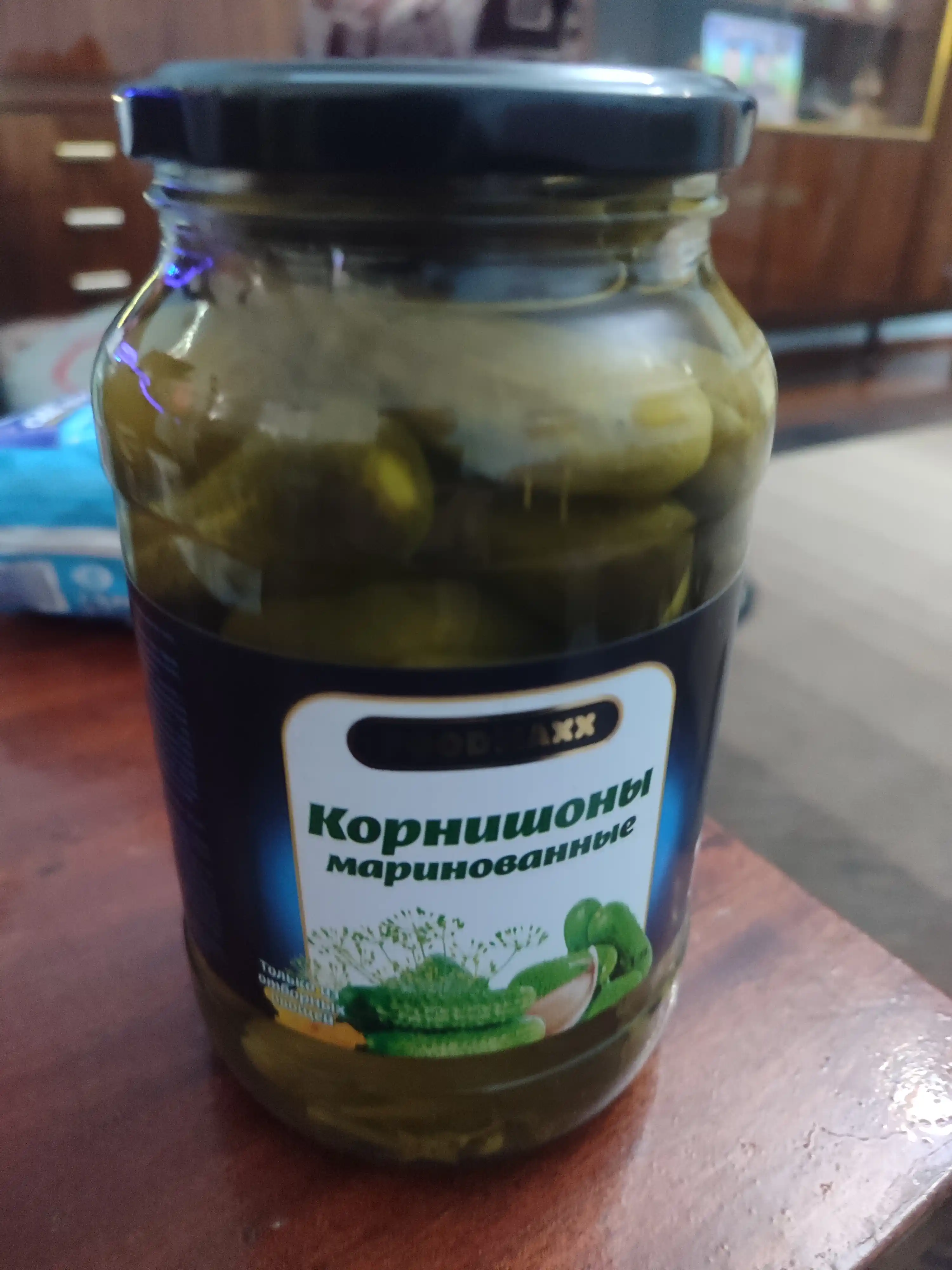 Bodring Korishonlar (3-6 sm), marinadlangan, shisha bankada, 1 litrdan